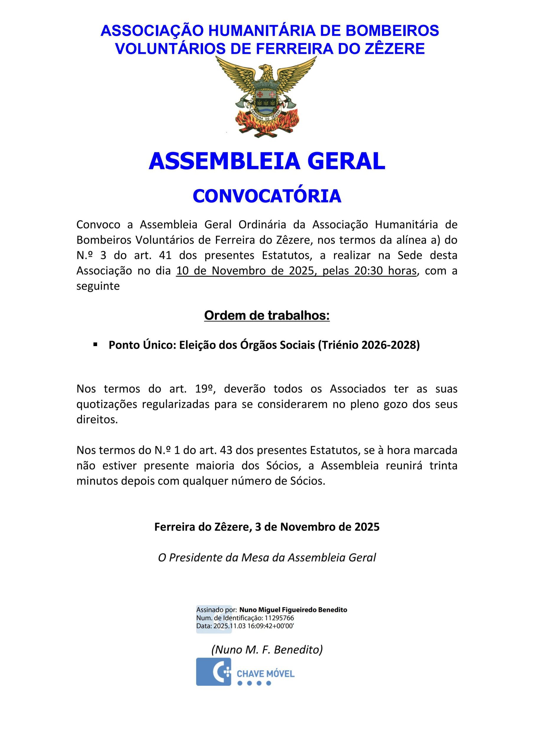 Convocatória 10 de Novembro 2025